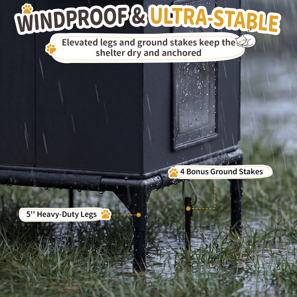 LUCKLIFE® Extra Large Heated Cat House for Outside, 100% Weatherproof, 27.9"W x 16.5"D x 32.7"H, PET07