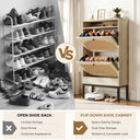 Shoe Storage Cabinet with 2 Flip Drawers & Charging Station