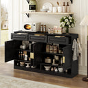 U-Style Farmhouse Sideboard with 3 Drawers & 4 Doors,59.1' Multi-Functional Storage Buffet with Adjustable Shelf and Open Storage Compartments, Suitable for Dining Room, Living Room, Entryway.