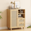 Rattan Buffet Cabinet with Adjustable Shelf, Sideboard with Drawers for Living Room, Kitchen, Entryway
