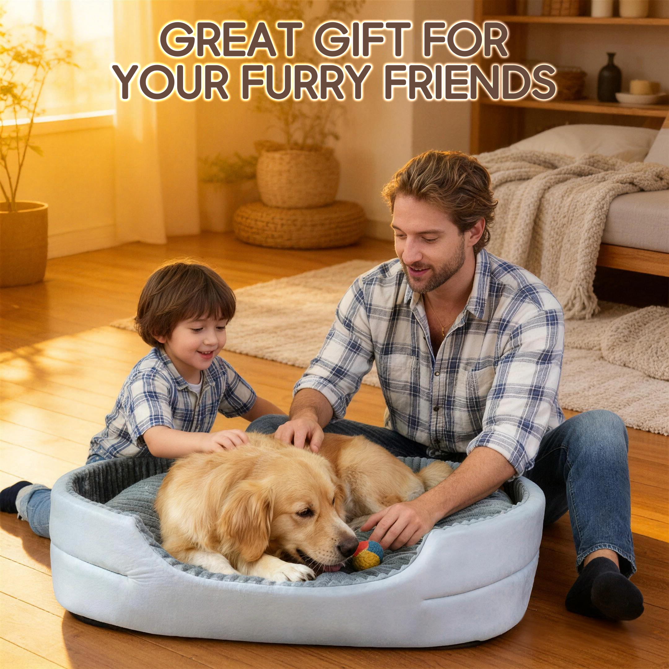 Comhoma Dog & Cat Bed DX-QC-DH, Washable Granular Sponge Cuddler Pet Bed Non-Slip Bottom Nest Bed for Small Medium Large Dogs and Cats