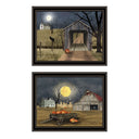 Trendy Decor 4U 2- Piece Vignette Halloween Season in the Country Black Framed Wall Art for Living Room, Bedroom Wall Art Print for Home Decor by Billy Jacobs