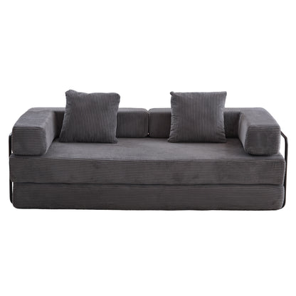 Floor Couch,Compression Sofa,Convertible Floor Sofa Bed-with Pillow Back Support Armrest,Comfy Futon Couch Lounge Sleeper Bed,Corduroy Fabric,for Living Room Bedroom (dark grey)