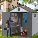 XWT012 6*8ft resin plastic storage shed for backyard garden big spire Tool storage