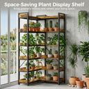 COMHOMA 5-Tier/6-Tier Corner Bookshelf, L-Shaped Metal Frame Shelf with Tall 14" Shelves HBOK1