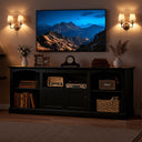 COMHOMA 71"/70"/59" TV Stand up to 80 Inch TV, Modern Farmhouse Entertainment Center with Open Storage Shelves and Cable Management Holes for Living Room H1004
