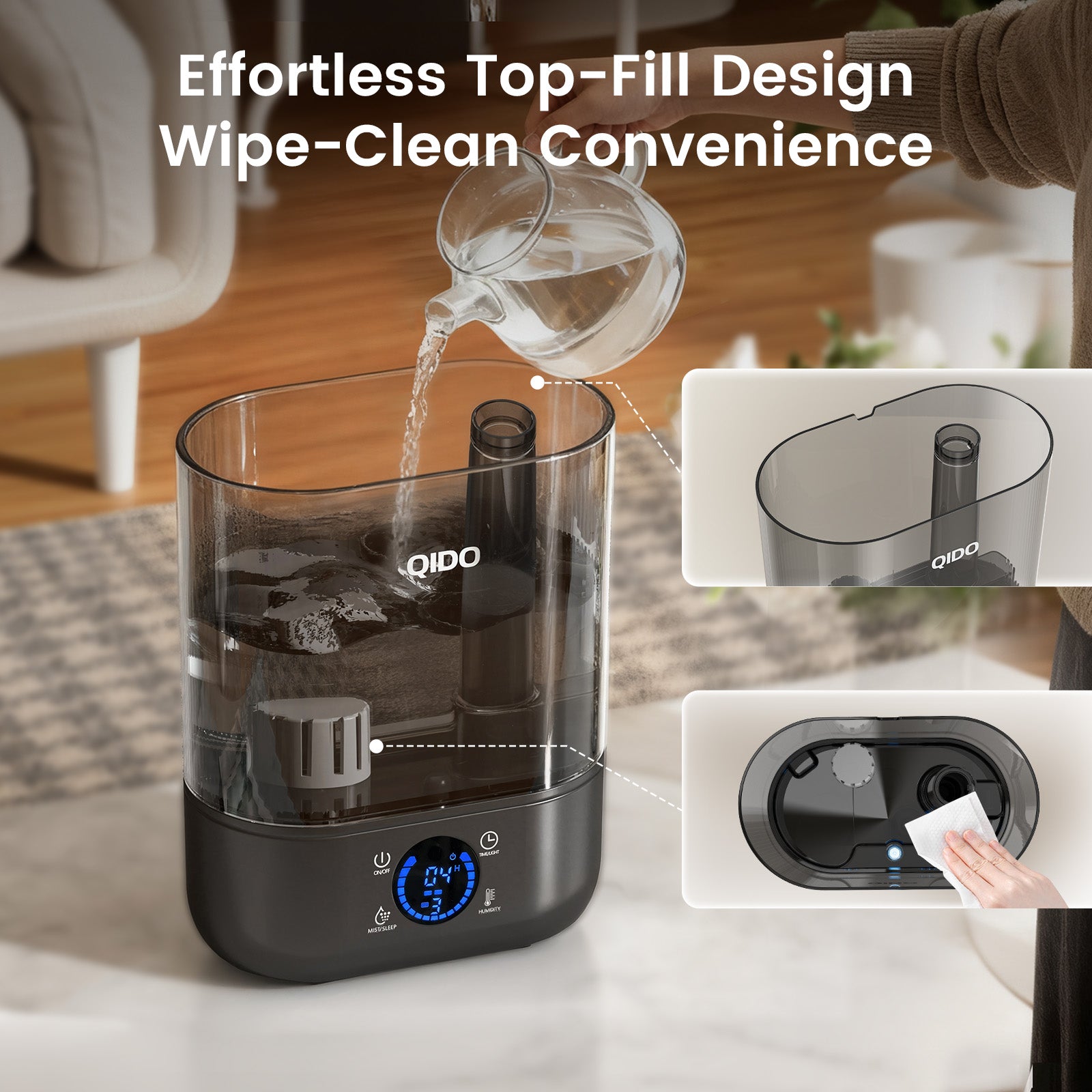 LUCKLIFE Smart Humidifiers for Bedroom,5L Top Fill Cool Mist & 36H Runtime Ultrasonic Humidifier,Quiet 28dB Essential Oil Diffuser for Baby & Plants, EH02