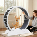 LUCKLIFE® 40" Metal Large Cat Exercise Wheel with Detachable Carpet & Teaser/Stickers, PET-CEW