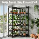 COMHOMA 5-Tier/6-Tier Corner Bookshelf, L-Shaped Metal Frame Shelf with Tall 14" Shelves HBOK1