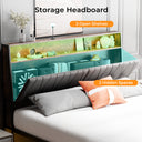 COMHOMA Bed Frame with 2 Storage Drawers & LED BF001