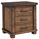 Rustic Farmhouse Nightstand with Three Drawers in Reclaimed Solid Wood and Natural Finish