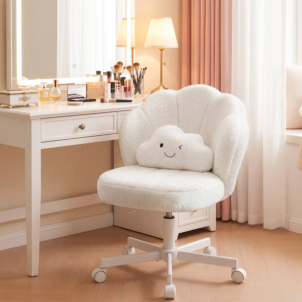 COMHOMA® Petal Cute Vanity Chair, Height Adjustable CH718
