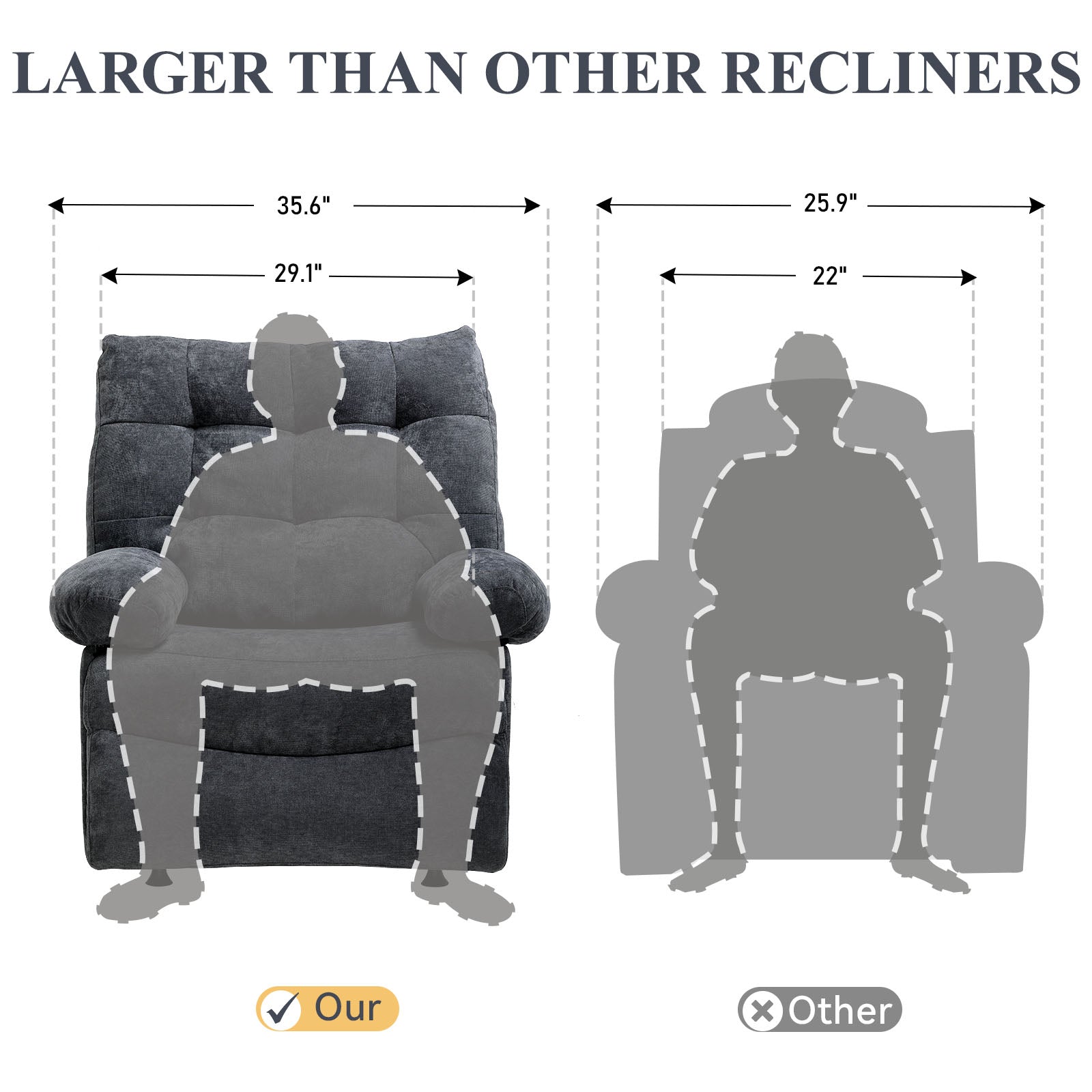 COMHOMA Fabric Power Lift Recliner, Oversized for Big Tall Men and Elderly H7133