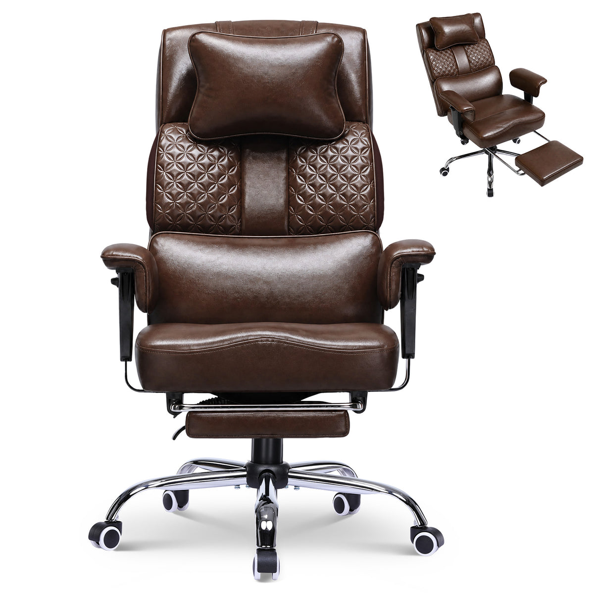 Cloudrest Pro® Big Tall Office Chair 400lbs with Built-In Lumbar Support, Footrest & Pillow CH620-SP