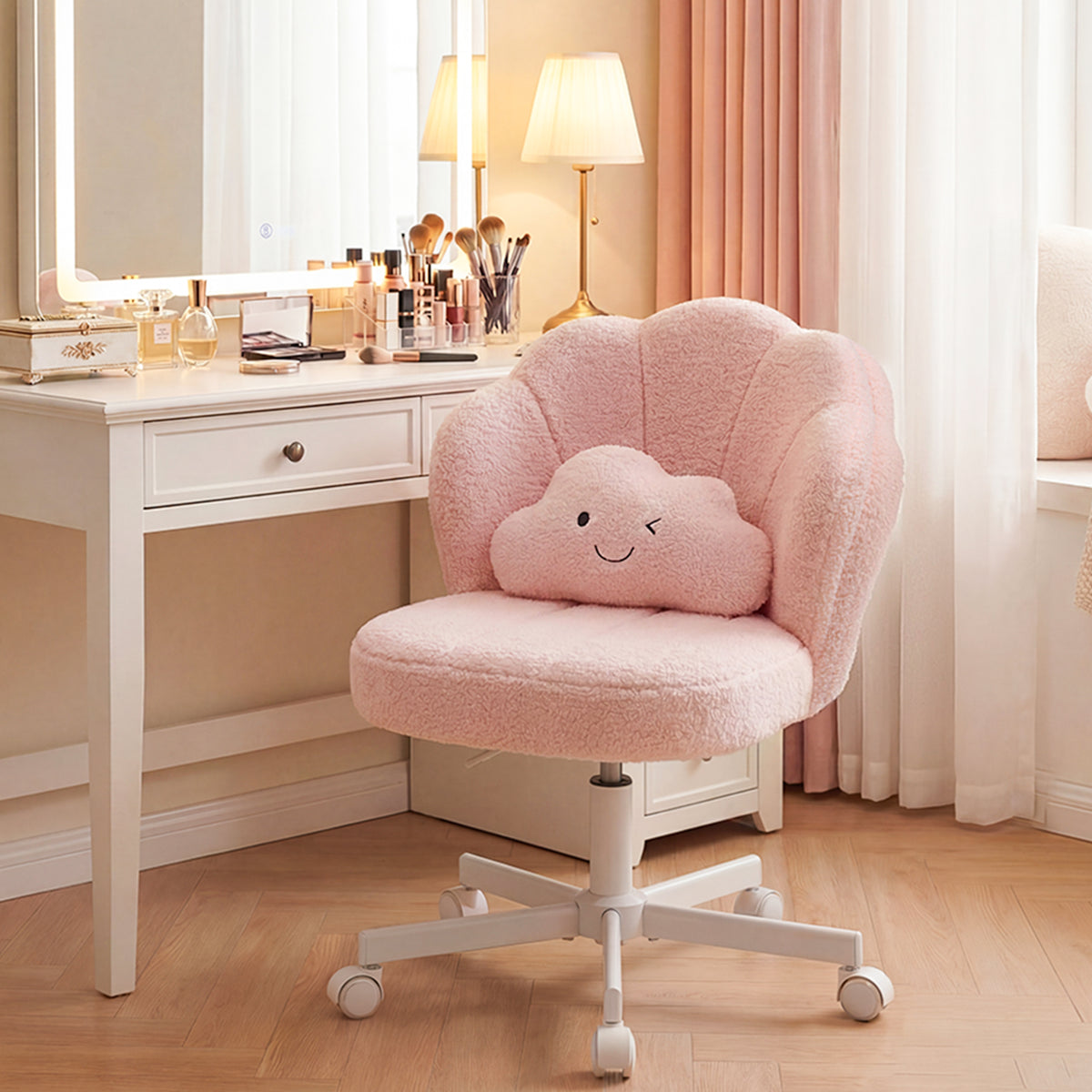 COMHOMA® Petal Cute Vanity Chair, Height Adjustable CH718