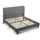 COMHOMA Wood King Bed Frame with Headboard, Type-C & USB BF002