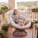 COMHOMA® Outdoor Rocking Papasan Chair, Oversized Wicker Patio Rocker OT-CH03