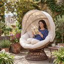 COMHOMA® Outdoor Rocking Papasan Chair, Oversized Wicker Patio Rocker OT-CH03