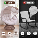 COMHOMA® Outdoor Rocking Papasan Chair, Oversized Wicker Patio Rocker OT-CH03