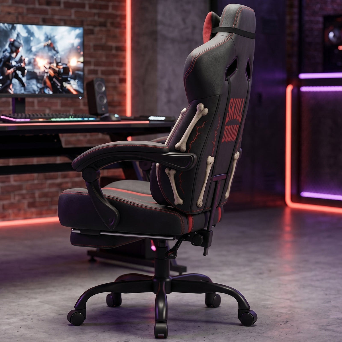 Halloween BONESQUAD Edition | Ergonomic Chair with Pillow & Footrest