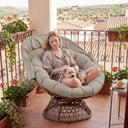 COMHOMA® Outdoor Rocking Papasan Chair, Oversized Wicker Patio Rocker OT-CH03