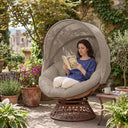COMHOMA® Outdoor Rocking Papasan Chair, Oversized Wicker Patio Rocker OT-CH03