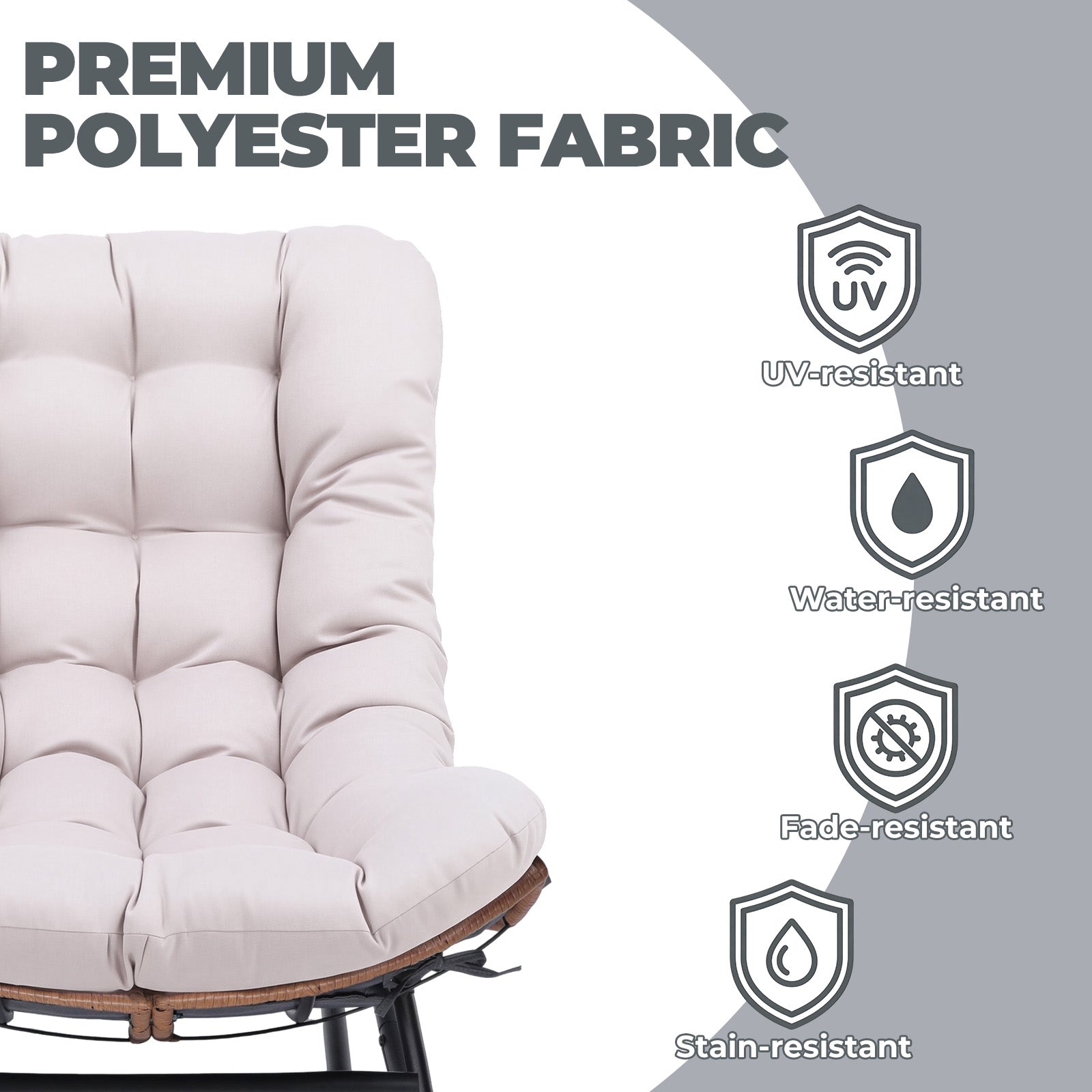 COMHOMA Outdoor Rocking Papasan Chair, Oversized Wicker Patio Rocker OT-CH03