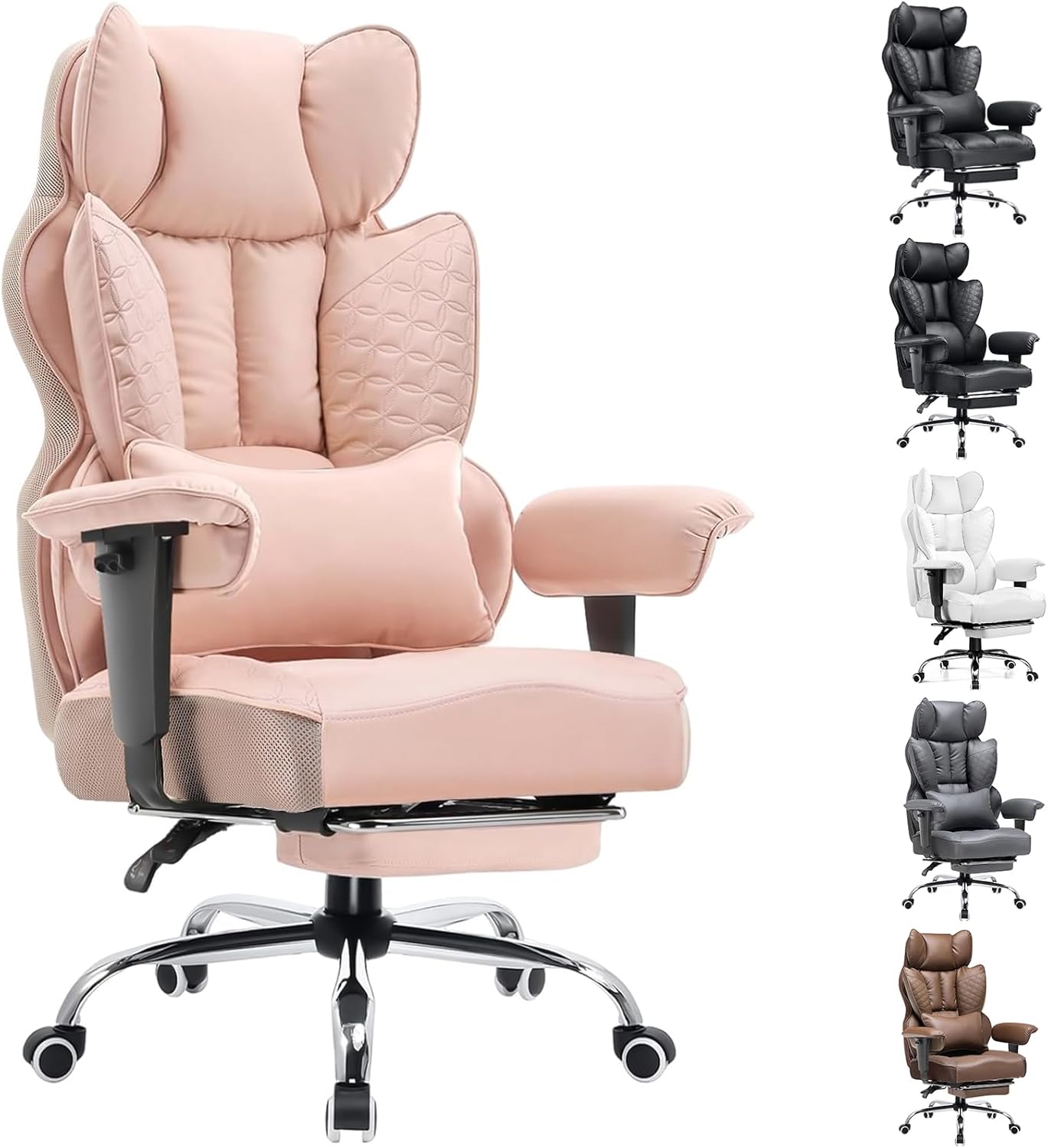 COMHOMA Upgraded Big and Tall Office Chair 400LBS with Pillow, Adjustable Armrest CH510