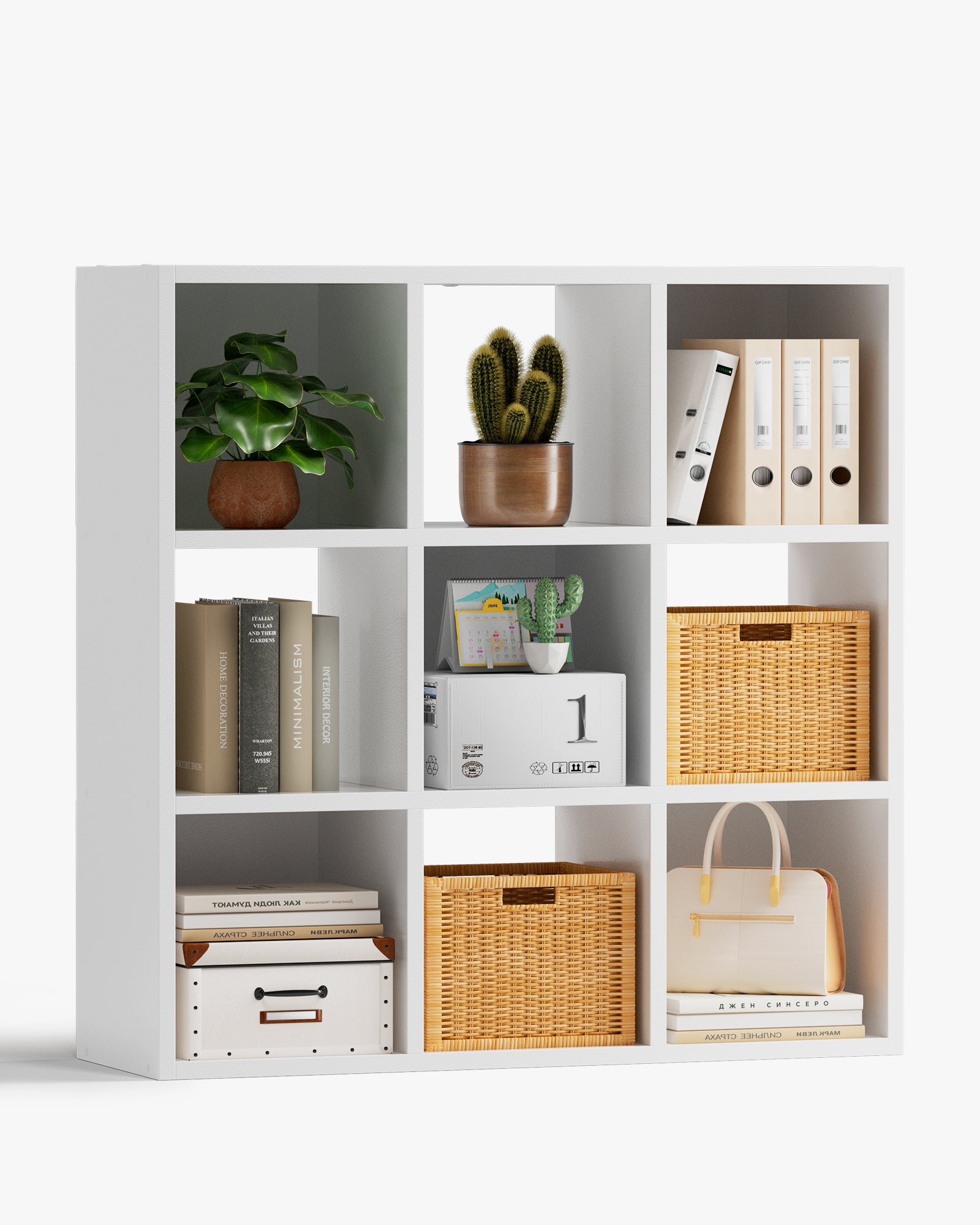 6/8/9 Cubes Wood Storage Organizer with Open Back and Removable Back Panels B3001-LUCKLIFE