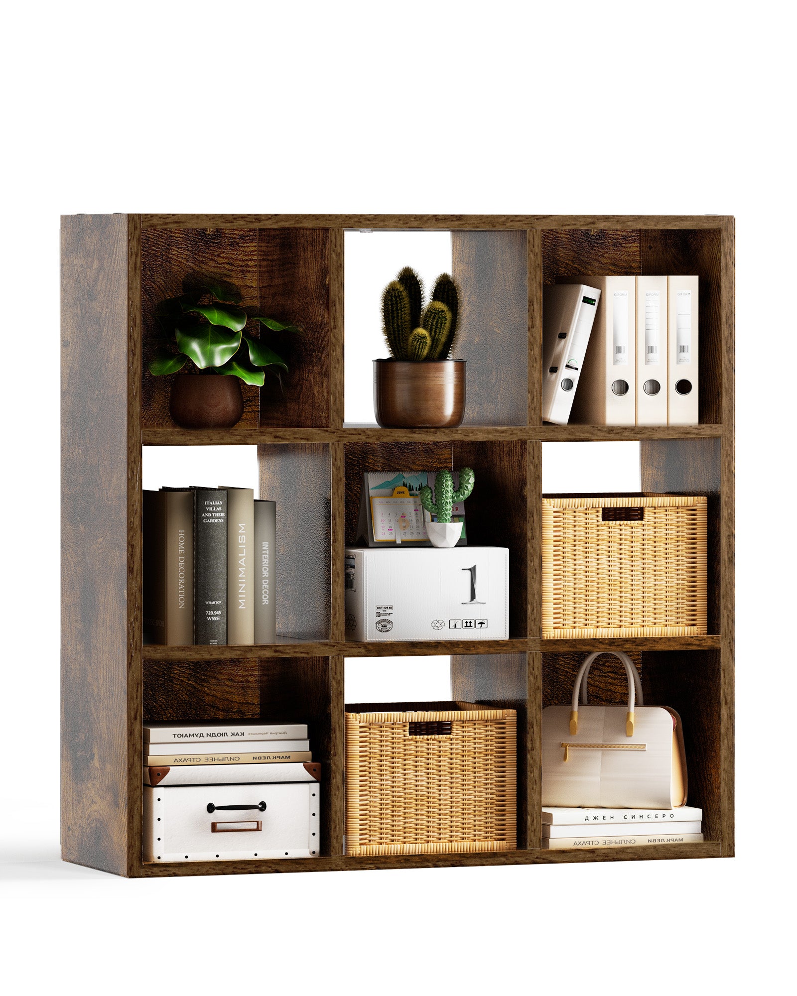 6/8/9 Cubes Wood Storage Organizer with Open Back and Removable Back Panels B3001-LUCKLIFE