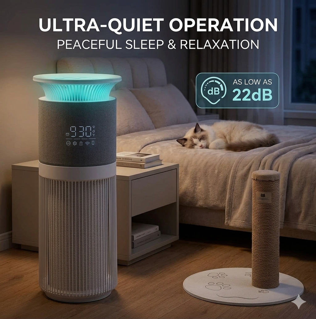2-in-1 Pet Air Purifier for 1076 Sq. Ft Large Rooms, H13 True HEPA Filter Removes 99.97% of Odors/Dander/Smoke, Bonus Cat Scratcher Cover DX-APUR1