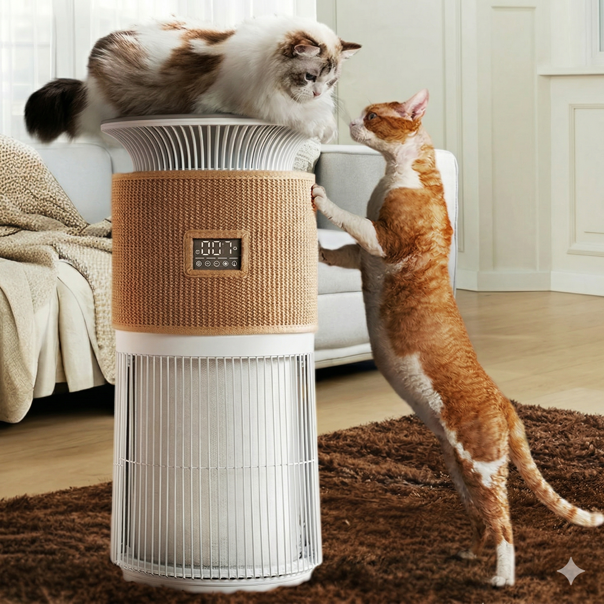 2-in-1 Pet Air Purifier for 1076 Sq. Ft Large Rooms, H13 True HEPA Filter Removes 99.97% of Odors/Dander/Smoke, Bonus Cat Scratcher Cover DX-APUR1