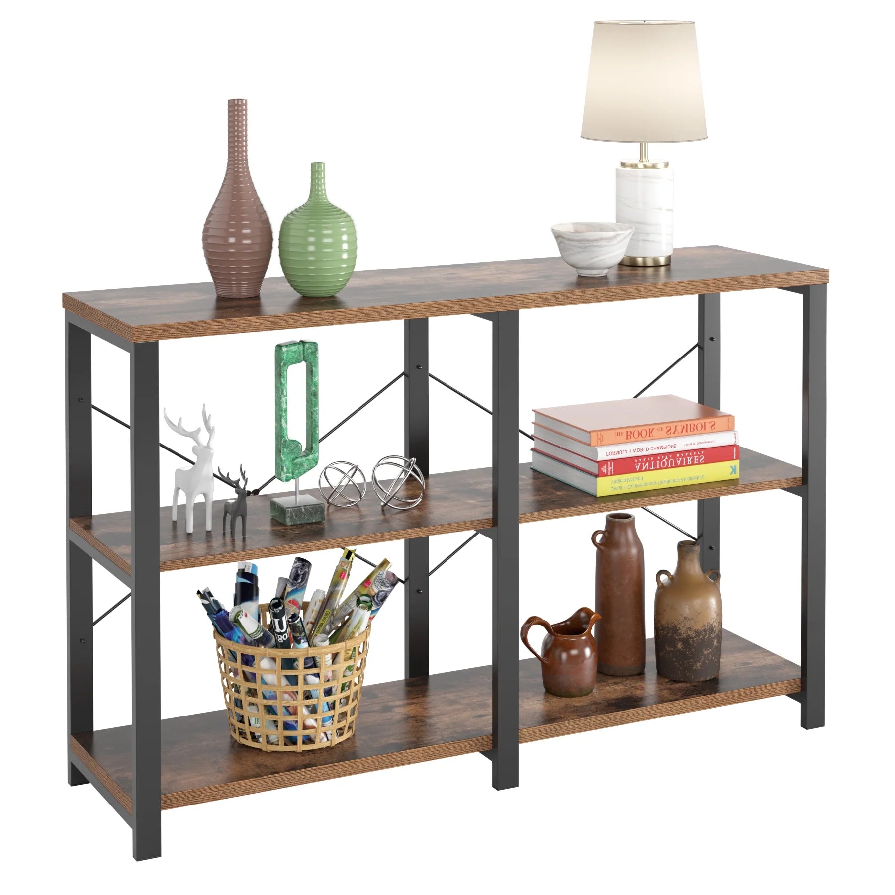 EXRACING 47 Inch 3-Tier Console Table wmt QC032