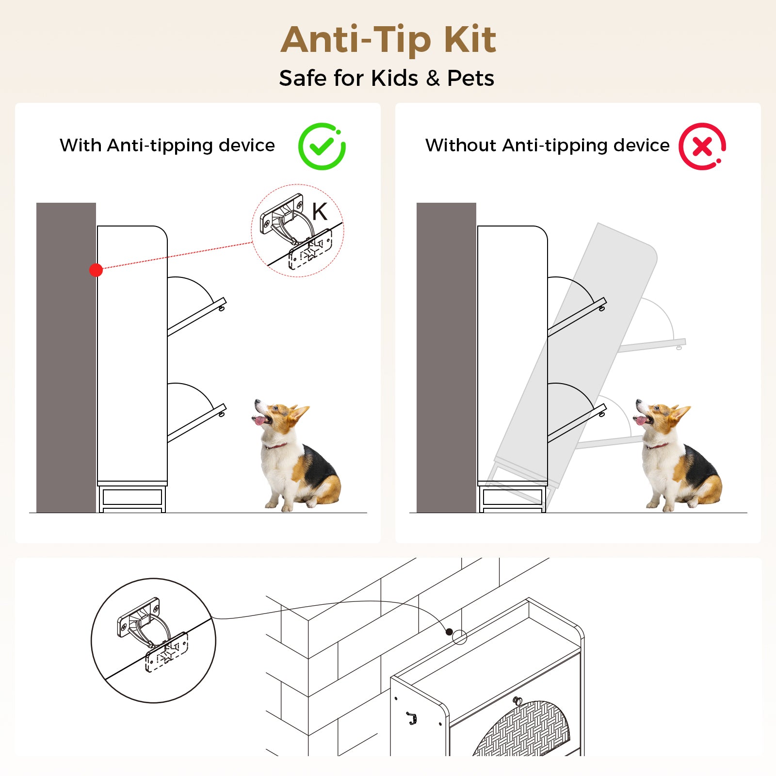COMHOMA Shoe Storage Cabinet with 3  Flip Drawers