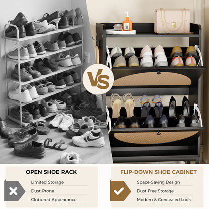 COMHOMA Shoe Storage Cabinet with 3  Flip Drawers