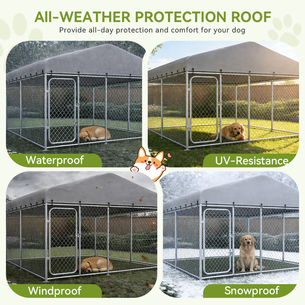 Outdoor Dog Kennel with All Weather Resistant Roof OT-GD05