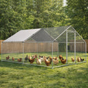 COMHOMA Large Metal Chicken Coop with Waterproof Roof & Lockable Door OT-GD06