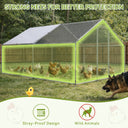 COMHOMA Large Metal Chicken Coop with Waterproof Roof & Lockable Door OT-GD06