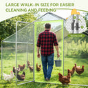 COMHOMA Large Metal Chicken Coop with Waterproof Roof & Lockable Door OT-GD06