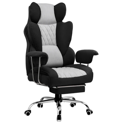 COMHOMA Leather Game & Office Chair with Lumbar Support & Adjustable Footrest GT205