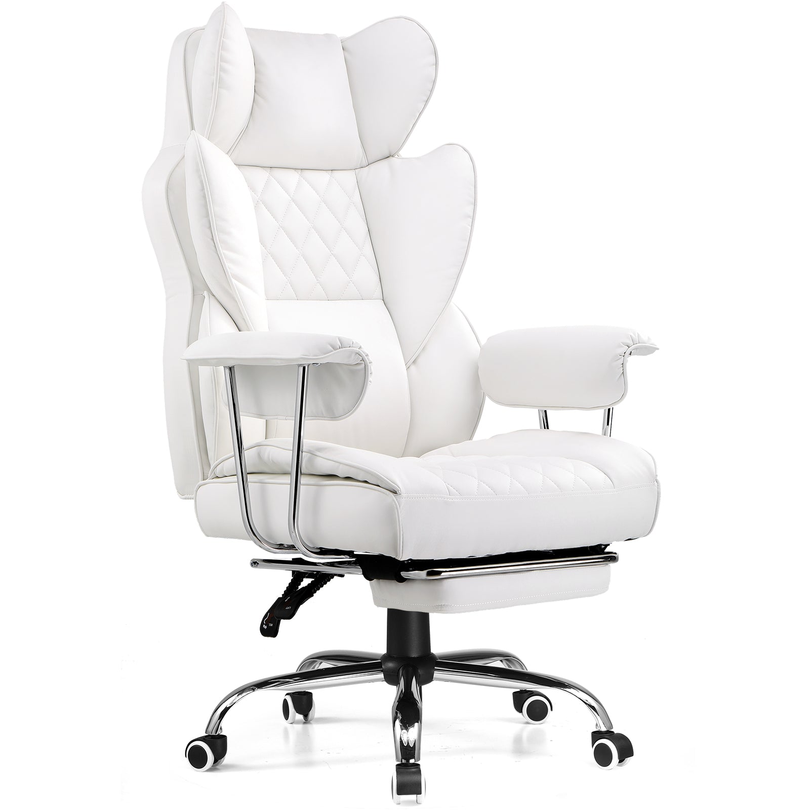 COMHOMA Leather Game & Office Chair with Lumbar Support & Adjustable Footrest GT205