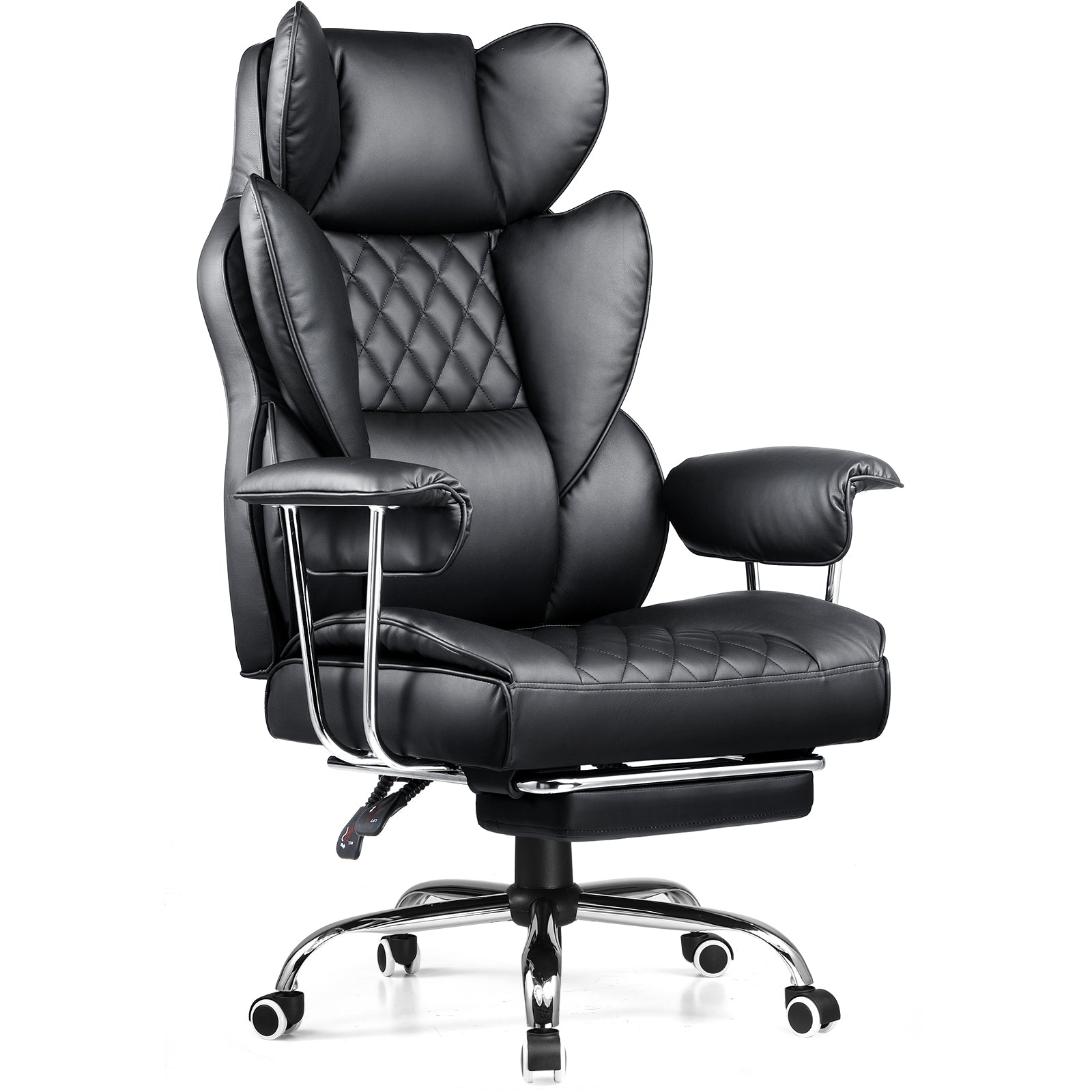 COMHOMA Leather Game & Office Chair with Lumbar Support & Adjustable Footrest GT205