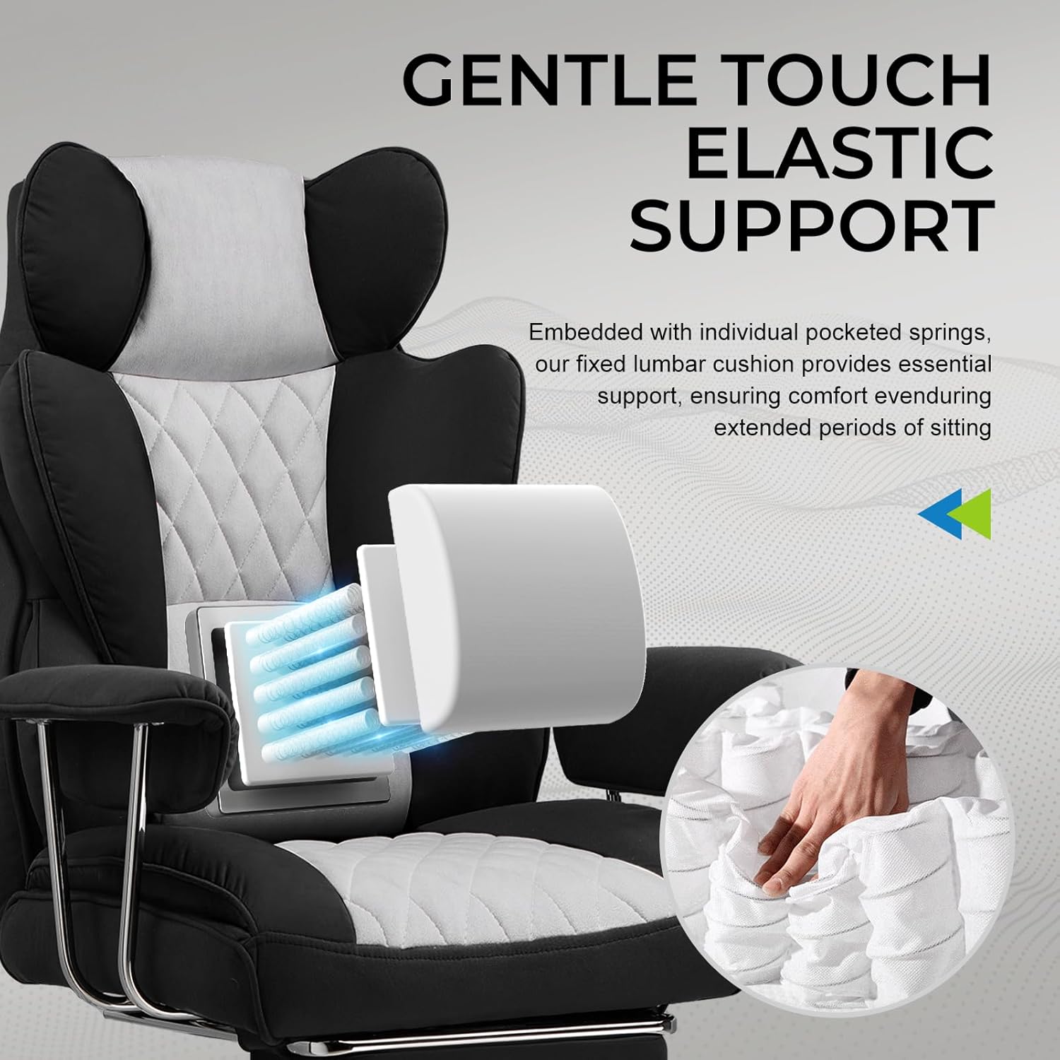 Gentle touch elastic support close-up