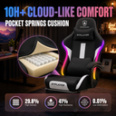 GTPLAYER Fabric Gaming Chair with Footrest, LED Lights, Comfy Chair - AMZ