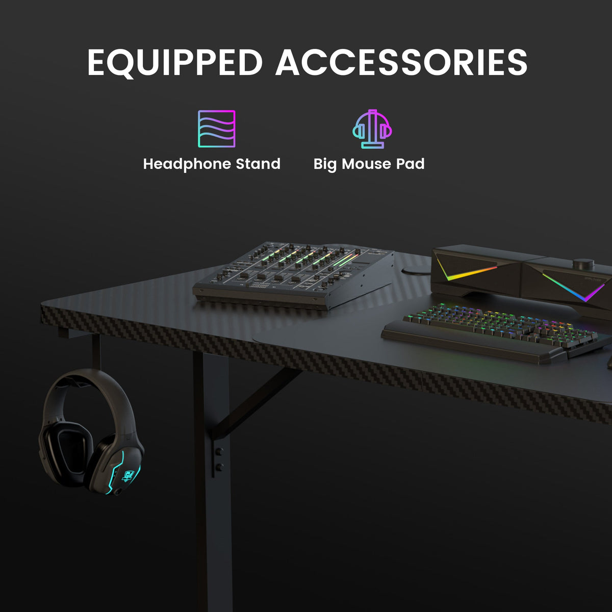 GTPLAYER T-Shaped RGB Gaming Desk GTP200