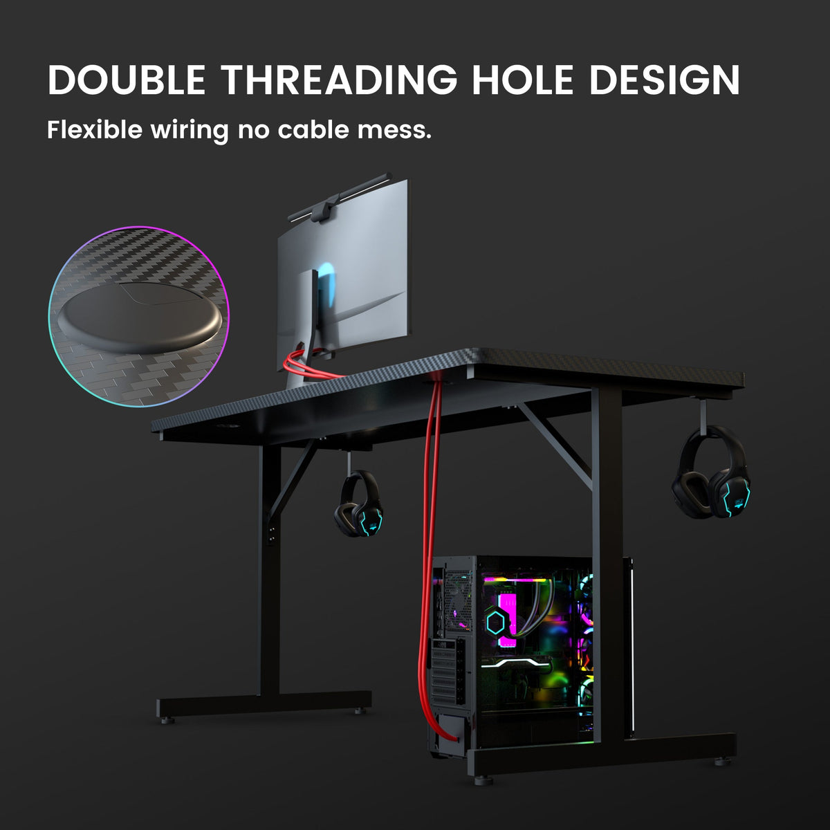 GTPLAYER T-Shaped RGB Gaming Desk GTP200