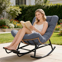 COMHOMA Outdoor Rocking Papasan Chair, Oversized Wicker Patio Rocker OT-CH03