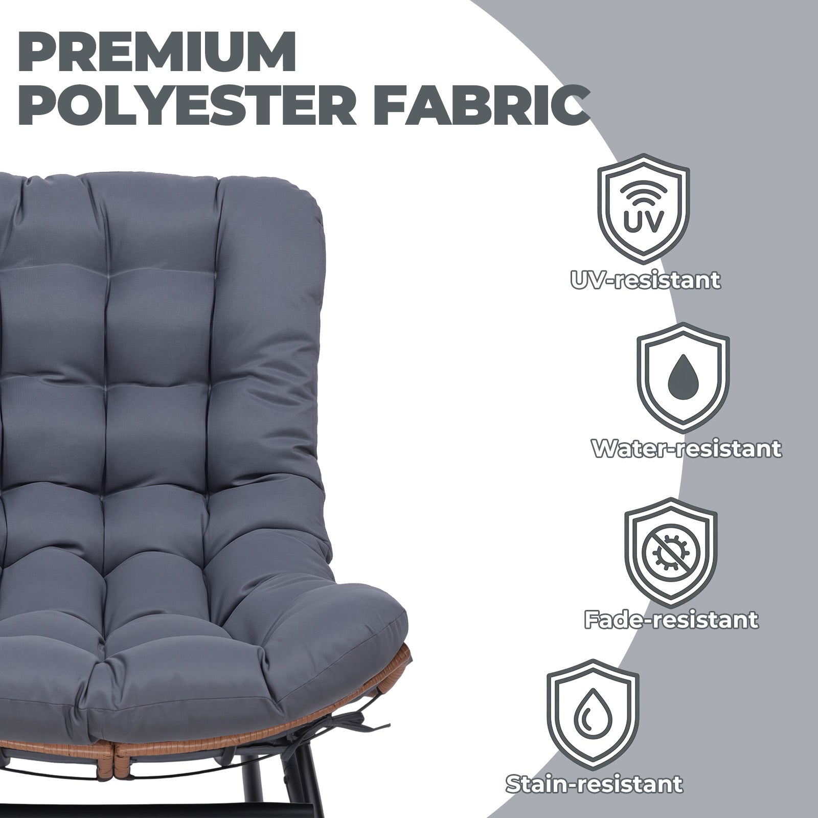 COMHOMA Outdoor Rocking Papasan Chair, Oversized Wicker Patio Rocker OT-CH03