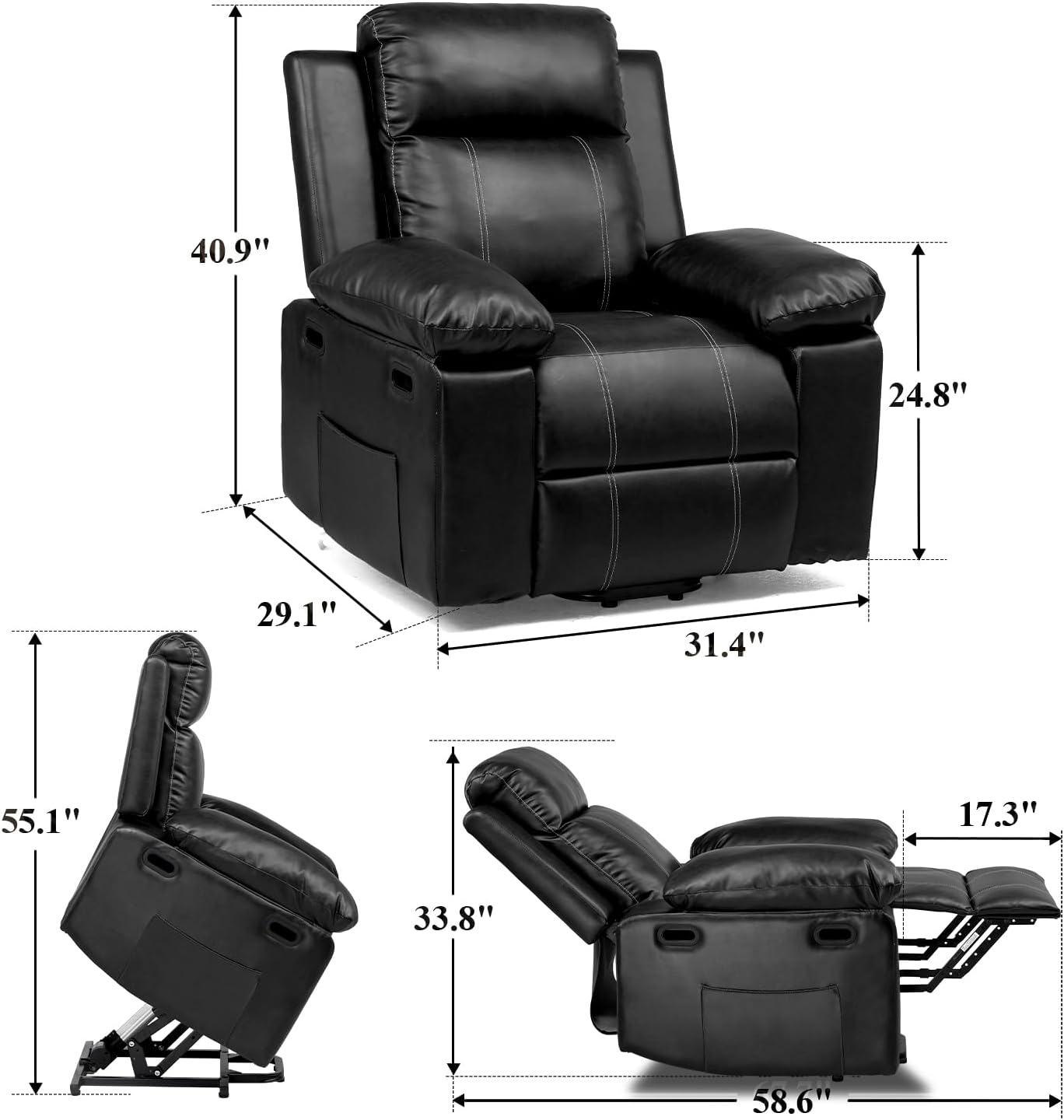 COMHOMA Power Lift Massage Recliner Chair H7175