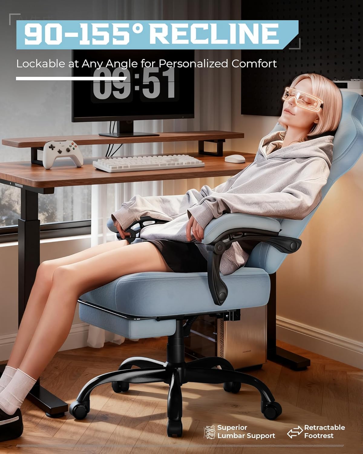 GTPLAYER Big and Tall Gaming Chair 350lbs with Footrest LR408